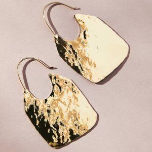 NWT Anthropologie Gold Textured Shield Hoop Earrings